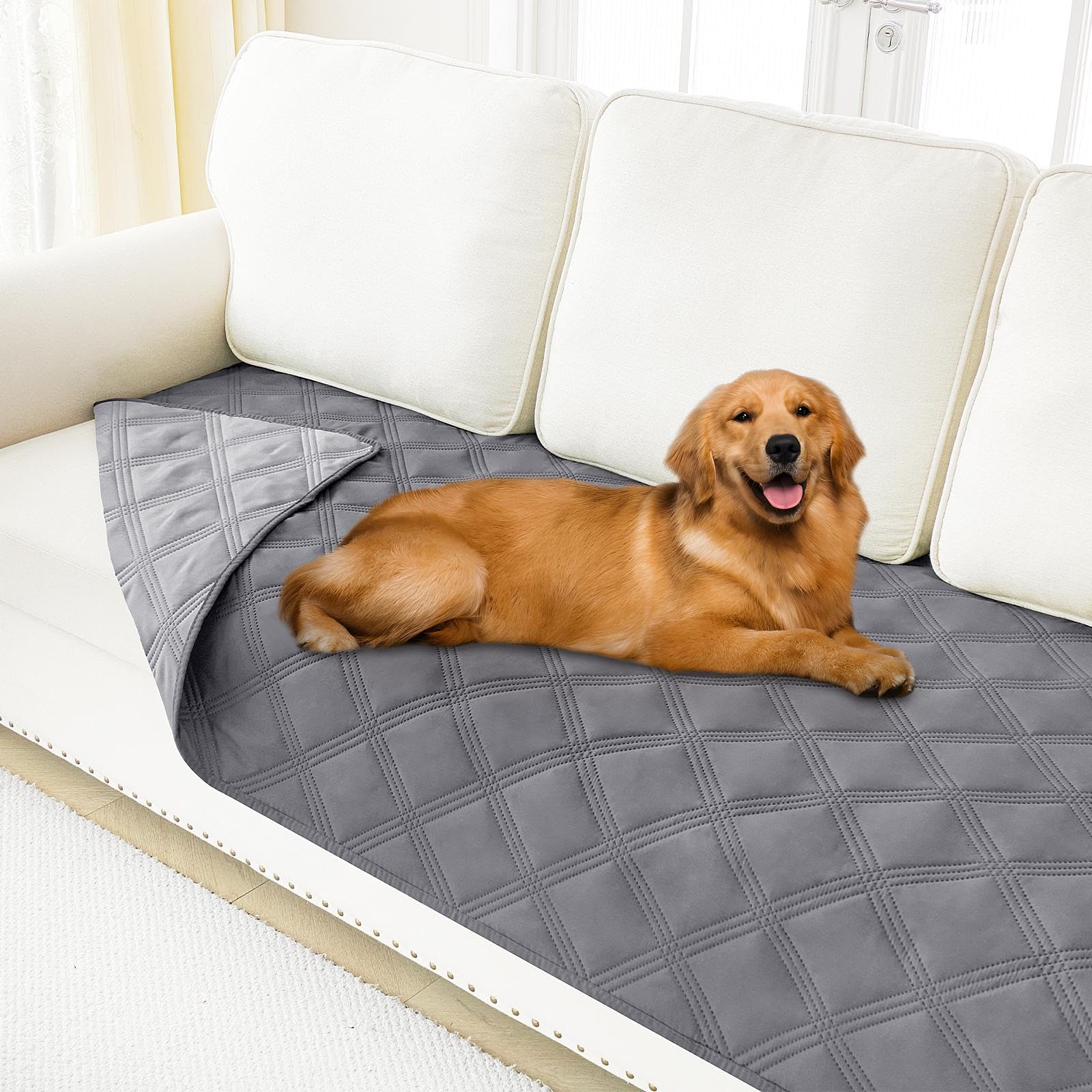 Photo 1 of Smiry Waterproof Dog Bed Cover Blanket 30x70, Soft Reversible Pet Blanket, Washable Leakproof Cats Dogs Couch Cover for Sofa, Couch, Furniture, Grey/Light Grey