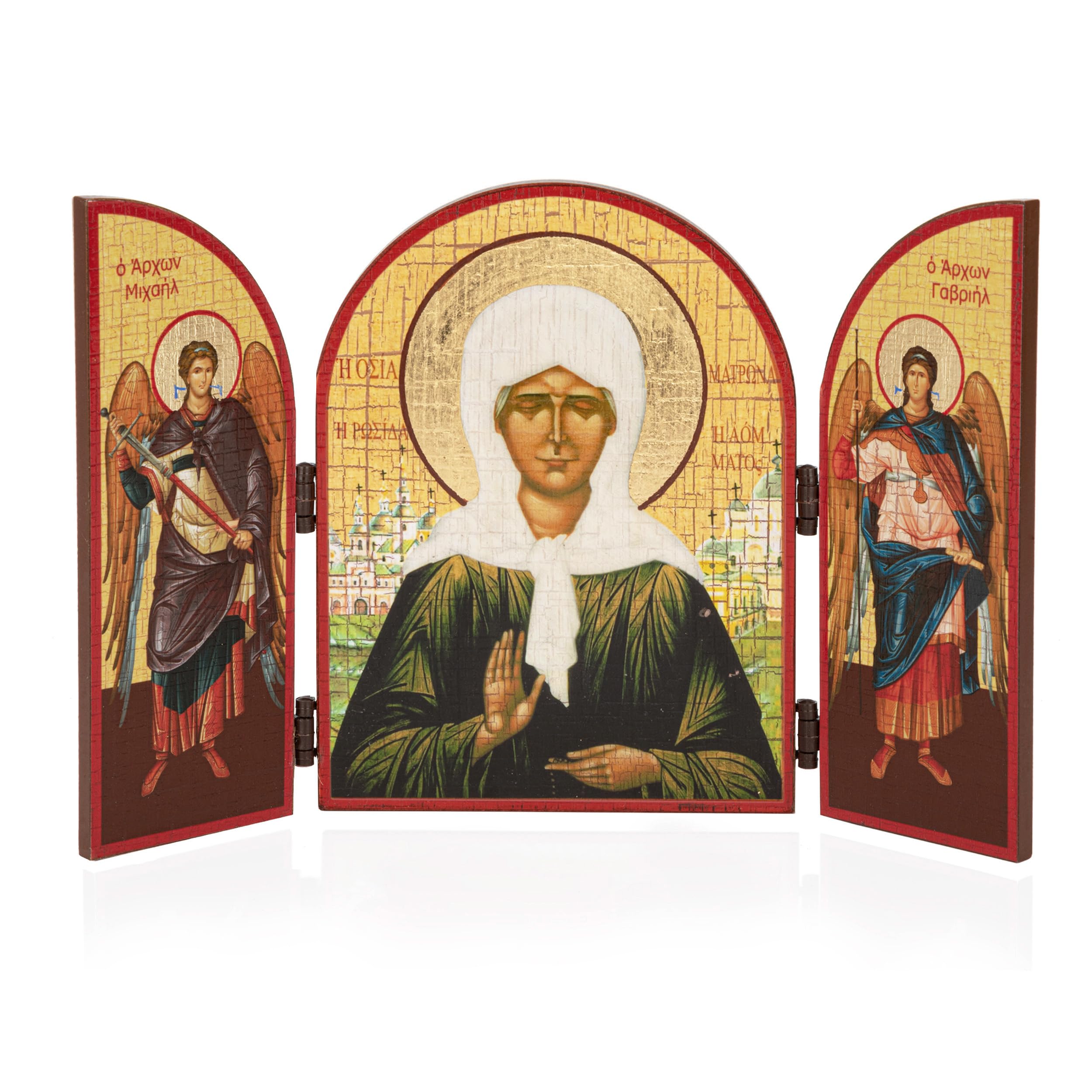 NKlaus Saint Matrona Icon Triptych Wood 25 x 16 cm Christian 13815