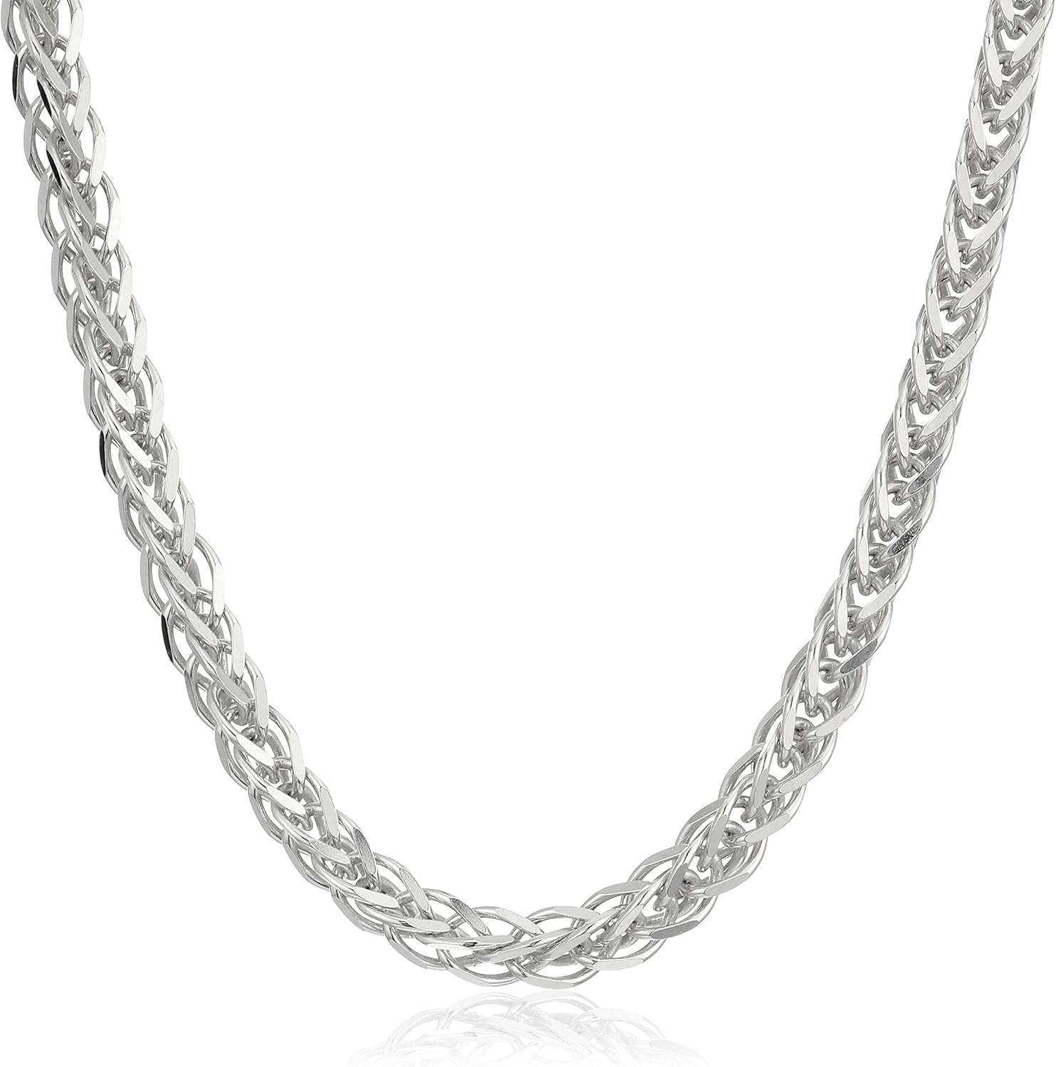 Sterling Silver Italian Spiga Chain Necklace, 20" Jewelry