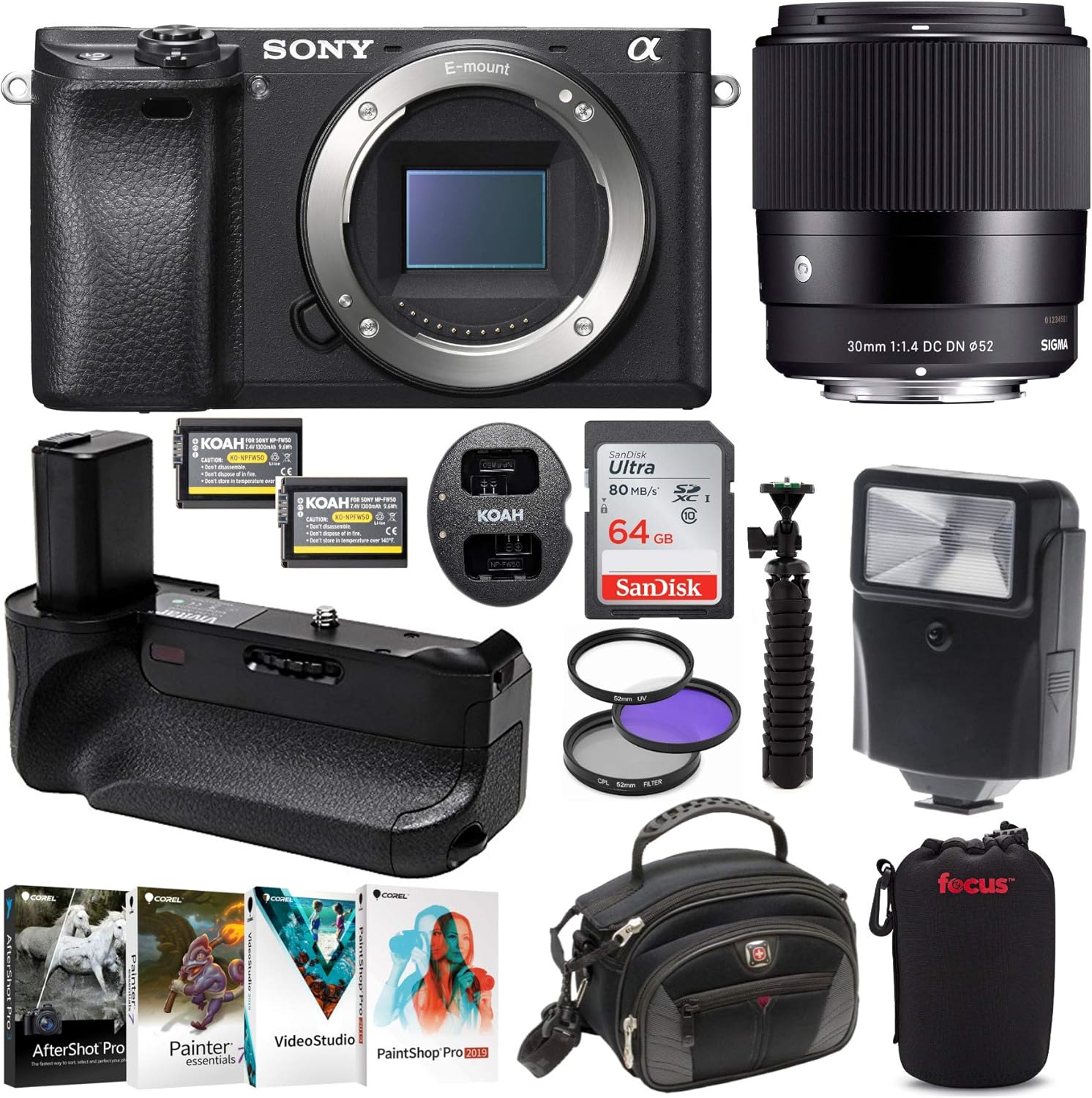 Amazon Com Sony A6500 Premium E Mount Aps C Mirrorless Digital Camera Body Only W Sigma 30mm F 1 4 Lens Bundle Camera Photo