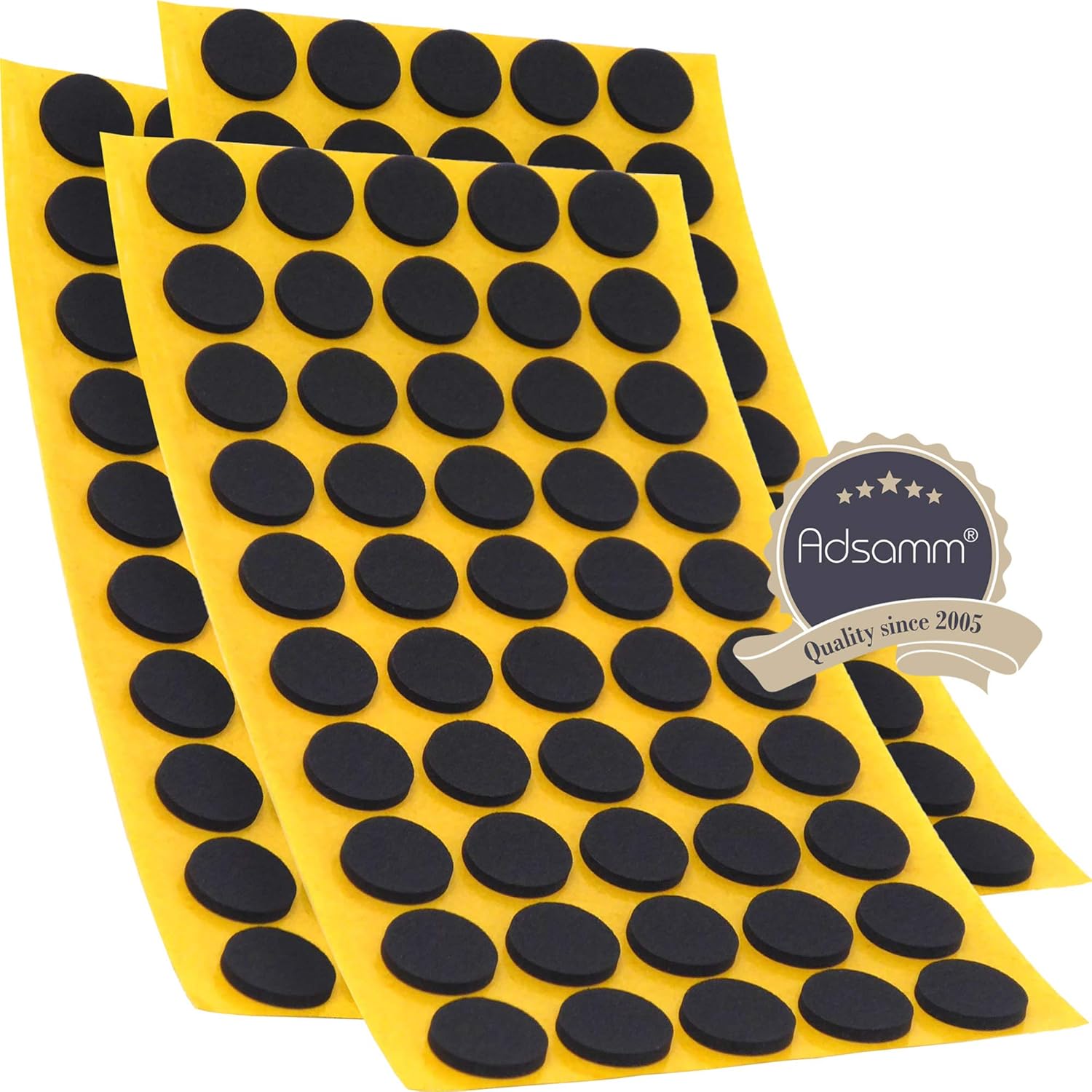 Adsamm® / 150 x self-adhesive anti-slip pads made of EPDM cellular rubber/ø 0.63'' (ø 16 mm) / Black/round / 0.098'' (2.5 mm) thick anti-slip glides - Image 3