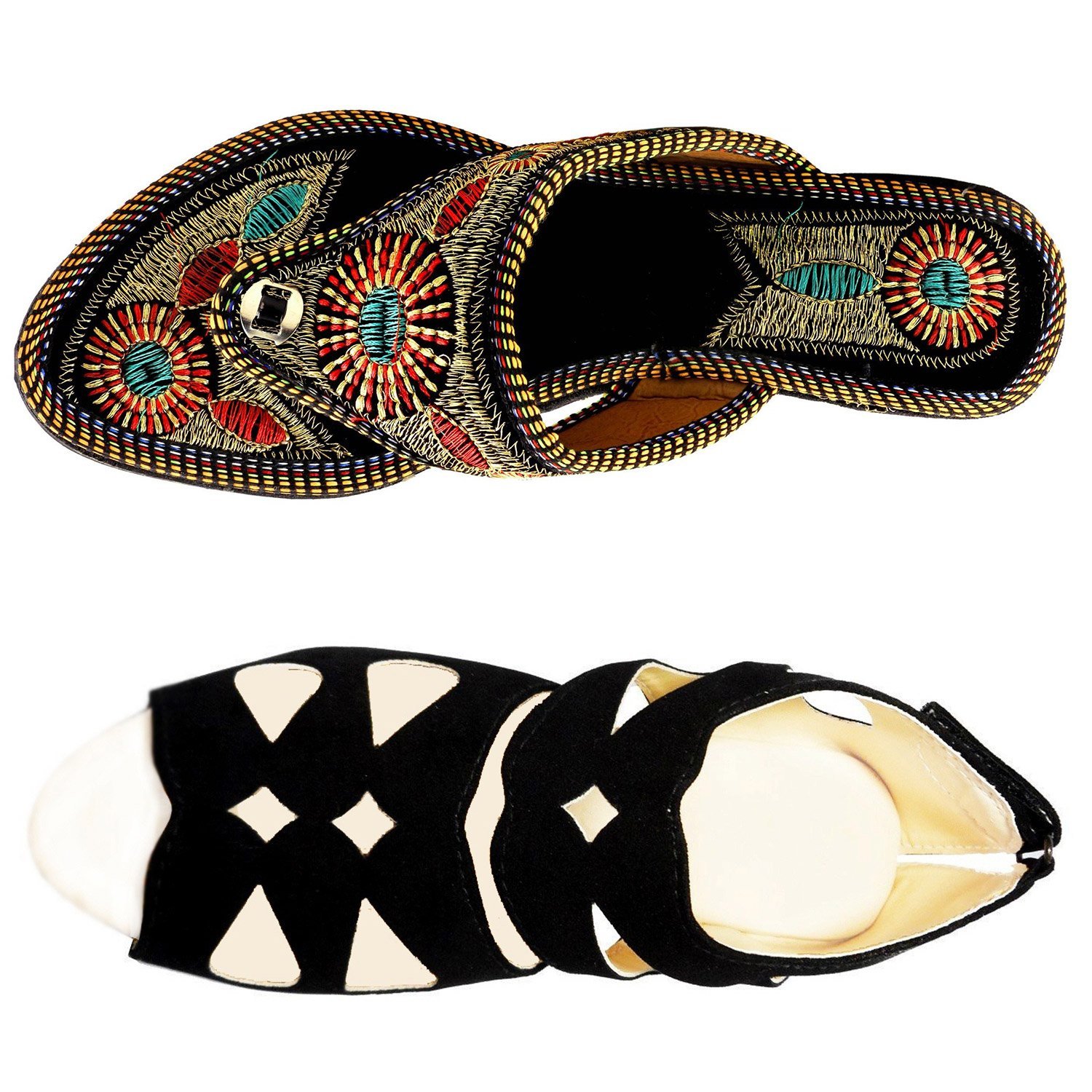 thari choice woman's wedges heel sandal combo pack (pack of 2)