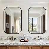 FICTOR Bathroom Vanity Mirror for Wall, 2 Pack 24" x 36" Rectangle Bathroom Mirror for Over Sink, Metal Framed, Hangs Horizontally or Vertically(Black)