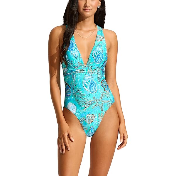 Seafolly Women's Standard Active Deep V Plunge Maillot One