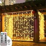 FANSIR 300LED Curtain Fairy Lights 3m x 3m USB Remote 8 Modes Warm White view 3