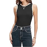 Ribbed Tank Top for Women Color Block Slim Fit Sleeveless Shirts Crew Neck Casual Summer Tops Spring Outfits