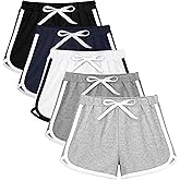 Resinta 5 Packs Girls Cotton Athletic Shorts Toddler Summer Running Shorts Dolphin Yoga Shorts for Kids