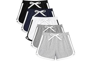 Resinta 5 Packs Girls Cotton Athletic Shorts Active Running Shorts Toddler Summer Shorts Dolphin Yoga Shorts