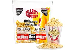 24 bag of 8oz Portion Bag Bullseye all in one Prepack Premeasured unpopped Popcorn Kernels for Kettle Popcorn Machines.