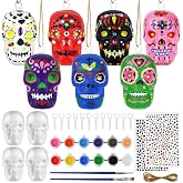 12PCS Day of the Dead Ornaments-Dia De Los Muertos Sugar Skull Decorations Crafts Kit, DIY Halloween Hanging Foam Skeleton Head Decor for Altar De Muertos Halloween Party Christmas Tree Decorations