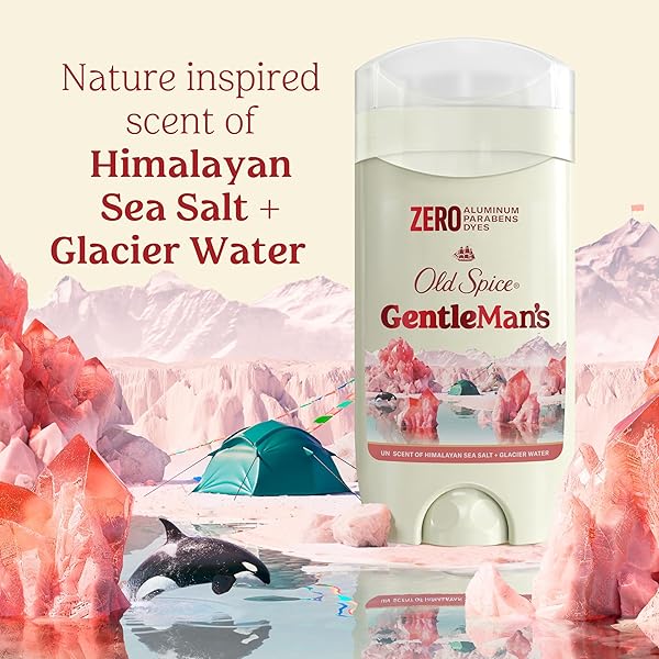 OLD SPICE GENTLEMAN’S ALUMINUM FREE DRY FEEL DEODORANT FOR MEN, 24/7 LASTING FRESHNESS, GENTLE ON SKIN WITH SKIN CONDITIONERS, HIMALAYAN SEA SALT + GLACIER WATER SCENT, 3.0 OZ