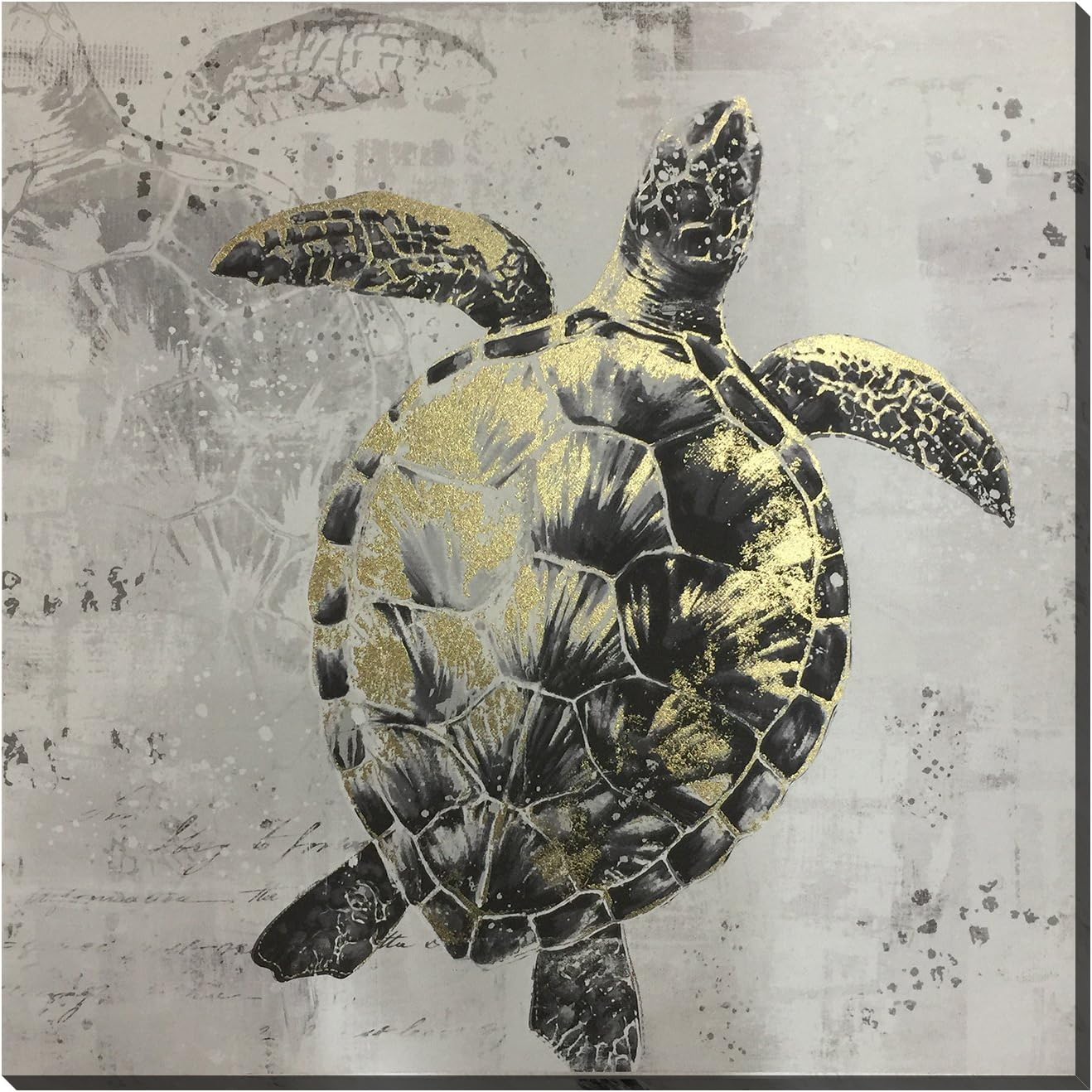 Art Source 24"x24" Guilded Turtle Wall Artwork Wall Art