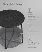 VASAGLE Round Side Table with Fabric Basket Ebony Black Slate Grey LET223B01 view 5