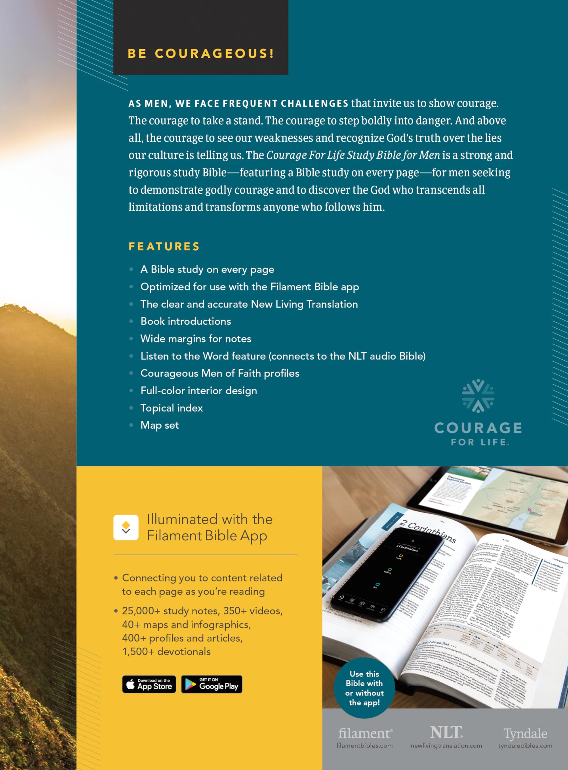 NLT Courage For Life Study Bible for Men, Filament Enabled (LeatherLike, Onyx Lion, Indexed) NLT Courage For Life Study Bible for Men, Filament Enabled (LeatherLike, Onyx Lion, Indexed) NLT Courage For Life Study Bible for Men, Filament Enabled (LeatherLike, Onyx Lion, Indexed) Imitation Leather