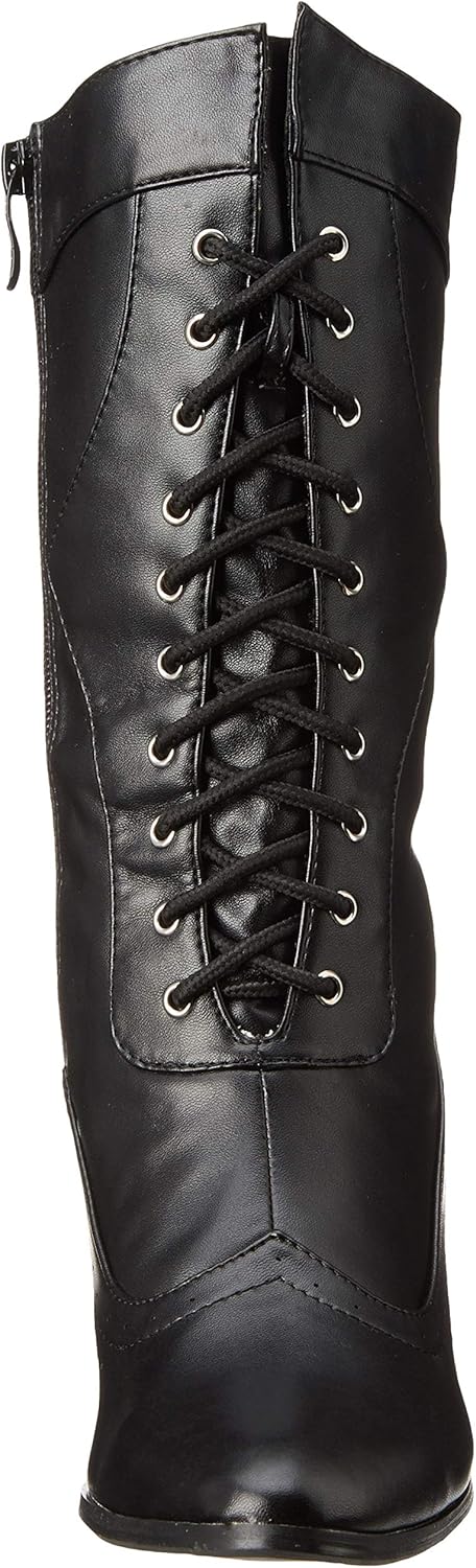  | Ellie Shoes Women's 253 Amelia Victorian Boot, Black Polyurethane | Mid-Calf