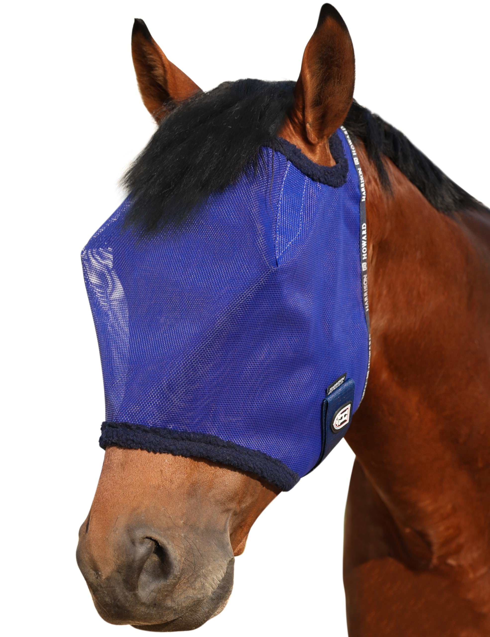 Harrison Howard All Round Mesh Horse Fly Mask UV Protective with Fleece Padded Edging Deep Navy M — image 1