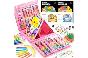 Shuttle Art 335 Piece Kids Art Set, Multi-Media Art Supplies, Gift Art Kit with Trifold Easel, 2 Drawing Pads, 2 Coloring Boo