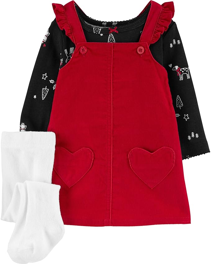 Buy Carter's Baby Girl's 3Piece Jumper Set (6 Months, Red/Floral/Heart