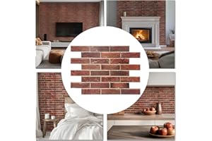CONCORD WALLCOVERINGS ™ 3D Red Faux Brick Wall Panels - Pack of 10, Lightweight 17.5" x 24" (44.5 cm x 61 cm) PVC Sheets, Realistic Stone, Living Room & Kitchen Decorative Tiles - Covers 29.16 Sq Ft