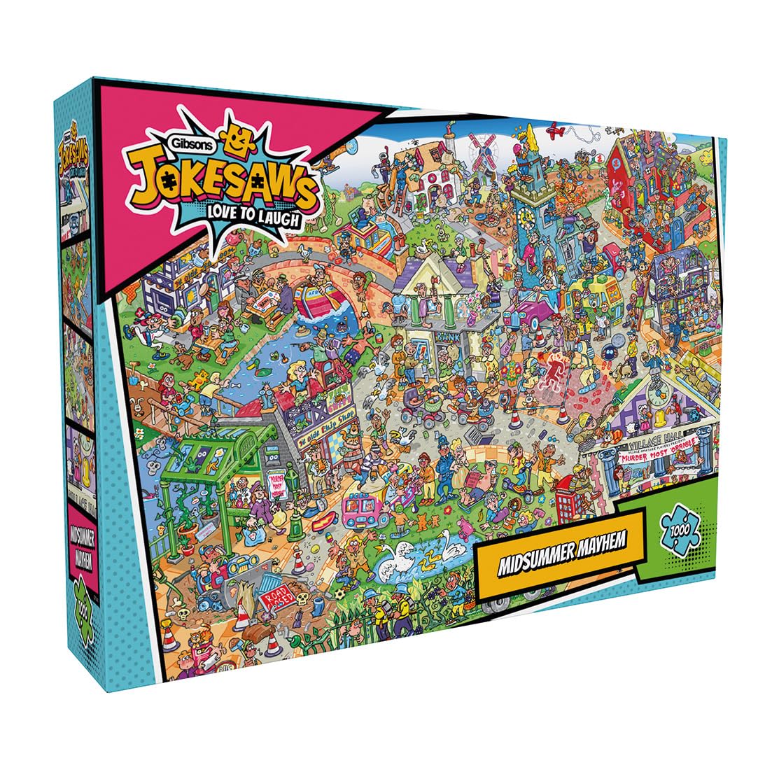 Gibsons Midsummer Mayhem 1000 Piece Jigsaw Puzzle for Adults – Hilarious Village Mystery & Humour Puzzle by Phil Dobson – Jokesaws Love to Laugh Collection – Made in the UK/EU — image 1