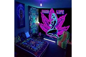 ADDWel Blacklight Tapestry for Bedroom, Tapestry Glow In The Dark, UV Reactive Black Light Posters Wall Hanging for Bedroom Dorm Living Room Backdrop Decor