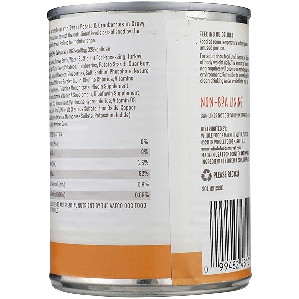WHOLE PAWS, GRAIN-FREE WET DOG FOOD, TURKEY FEAST WITH SWEET POTATO & CRANBERRIES IN GRAVY, 13.2 OUNCE