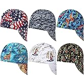 Macarrie 6 Pcs Welding Hat for Men Electric Mesh Inside Welding Cap Flame Resistant Cotton Hat Electrician Gas Station Most Helmet