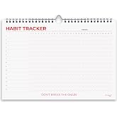 Hadigu Habit Tracker Calendar (Undated 12 Month) Colorful Motivational Design, Spiral Bound and Hanger, A4 Size (8,3"x11.7") Quality Heavy Paper, Monthly Habit Tracker Journal, Goal Tracker, Workout