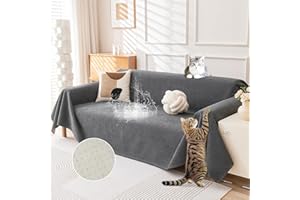 Deep Dream Cat-Scratch Resistant Couch Cover, Waterproof Sofa Cover for 3 Cushion Couch Washable, Pet Friendly Couch Protectors Anti Slip Thickened Love Seat Slipcovers for Dogs Pets, 71" x 118", Grey