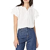 Zac & Rachel Women's Tiered Sleeve Button Front Blouse