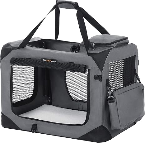 Feandrea Sac De Transport Pour Chien Caisse Pliable Pour Chat Gris Pdc60gy Amazon Fr Animalerie
