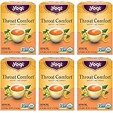 Yogi Tea - Throat Comfort (6 Pack) - Soothes the Throat with Wild Cherry Bark, Licorice Root, Mullein, and Ginger - Caffeine Free - 96 Organic Herbal Tea Bags