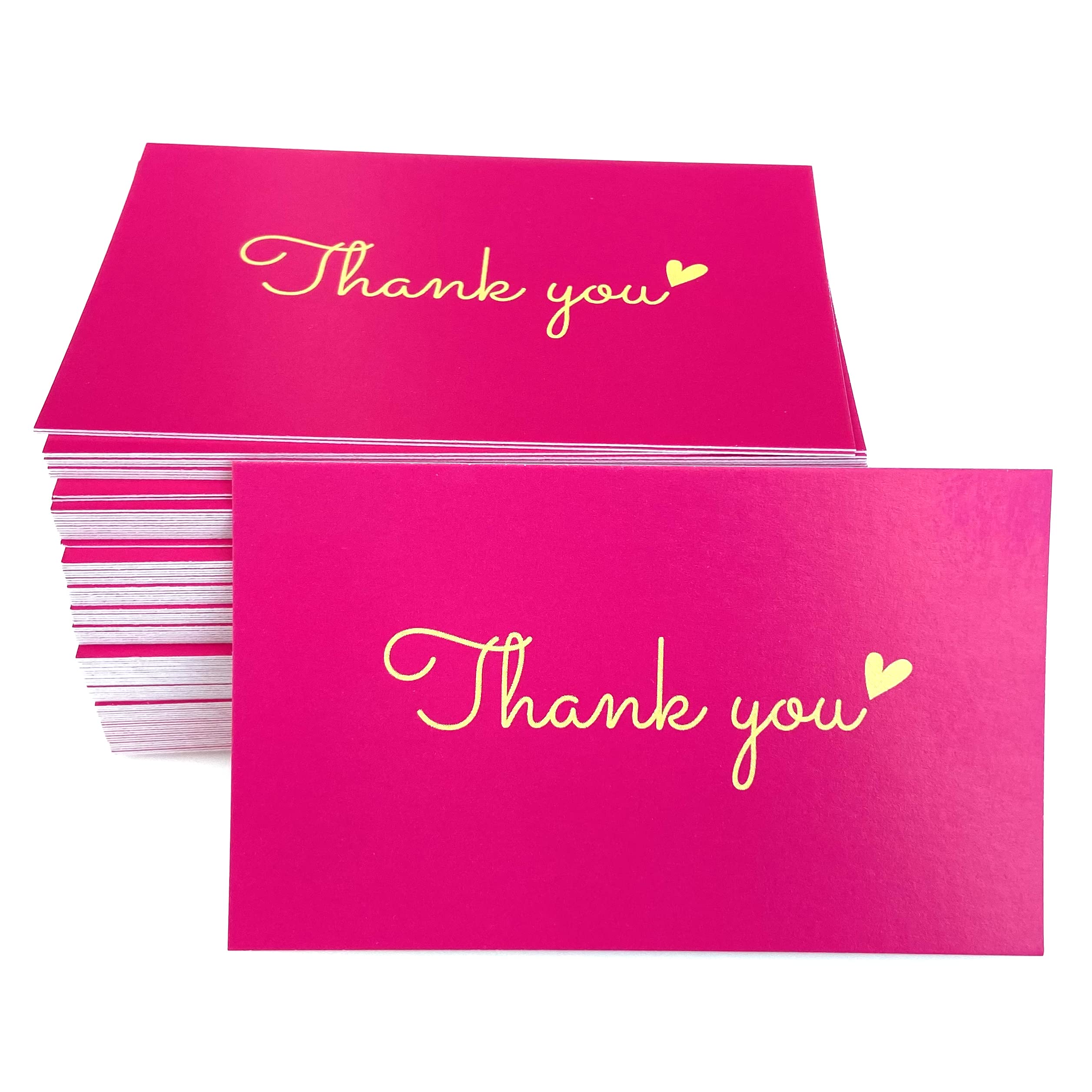 Photo 1 of RXBC2011 100 Little Thank You Cards Gold Heart Design Bulk Thank you Notes for All Occasions 3.5 x 2 Inch hotpink