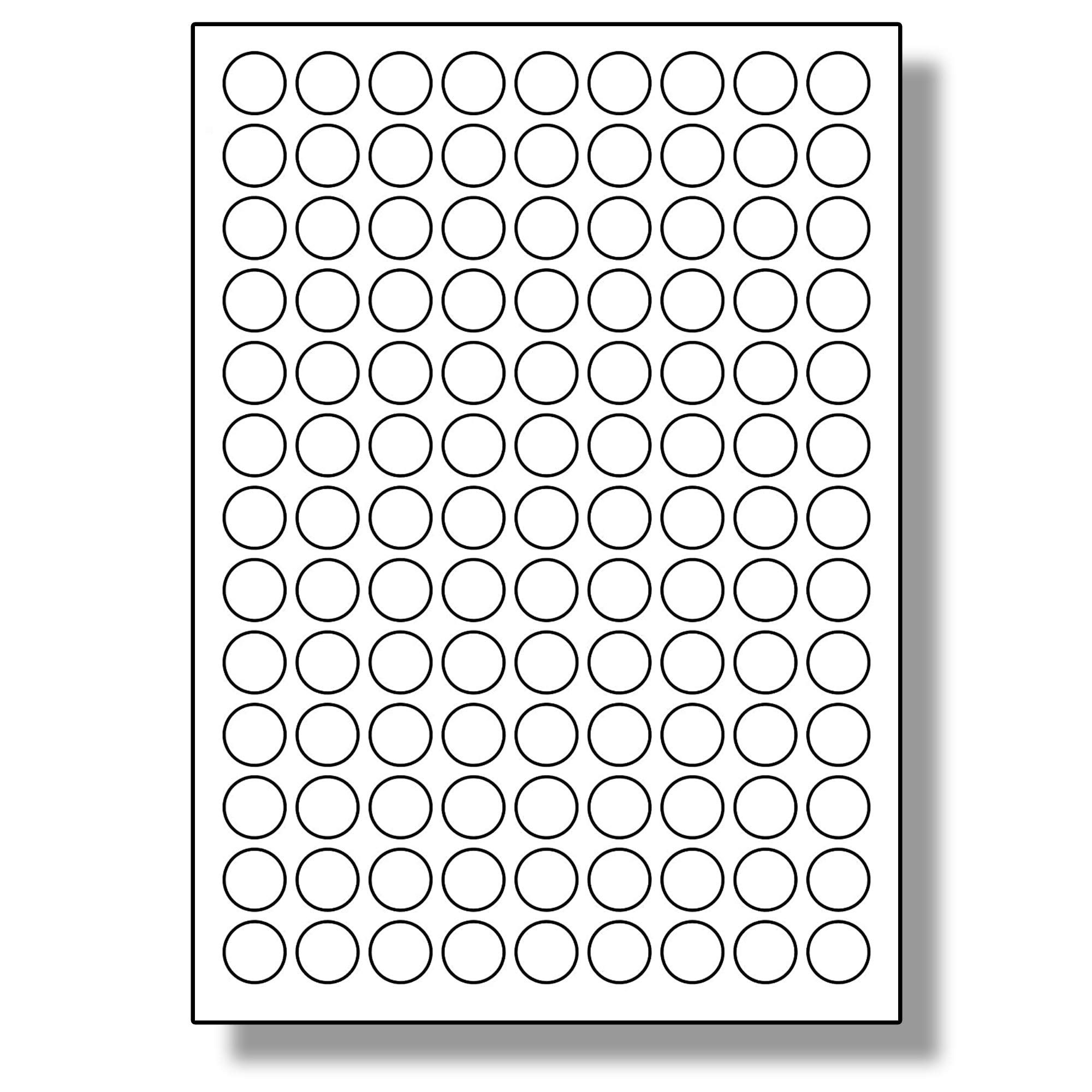 Label Planet® 117 Per Page/Sheet, 5 Sheets (585 Sticky Round Labels), Circular White Blank Matt Plain A4 Circle Stickers, for Laser/Copier or Inkjet Printer, UK LP117/19R, 19 MM Diameter, All Use