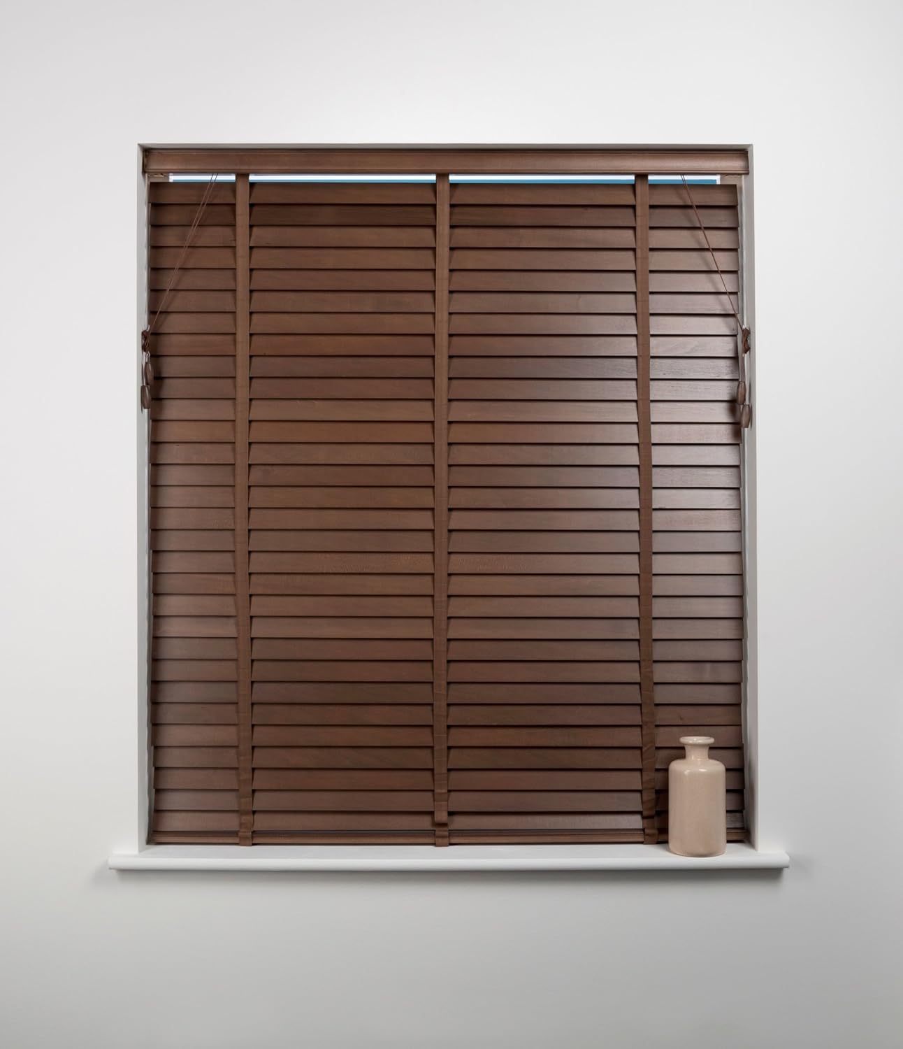 Universal 50mm Wood Blind, Walnut, 90cm Wide x 160cm Drop