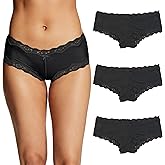 Maidenform womens Underwear Hipster Pack, 3-pack, Low-rise Cheeky Underwear Women Pack, Lace Hipster Panties for Women