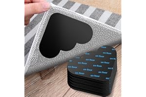 FLYCOCO Rug Pad 12PCS Cloud Rug Tape Stickers, Reusable Washable Rug Tape Grip Carpet Corner, Dual Sided Non-Slip Rug Tape Sticker Area Rug Pads for Indoor Hardwood Floor and Tiles