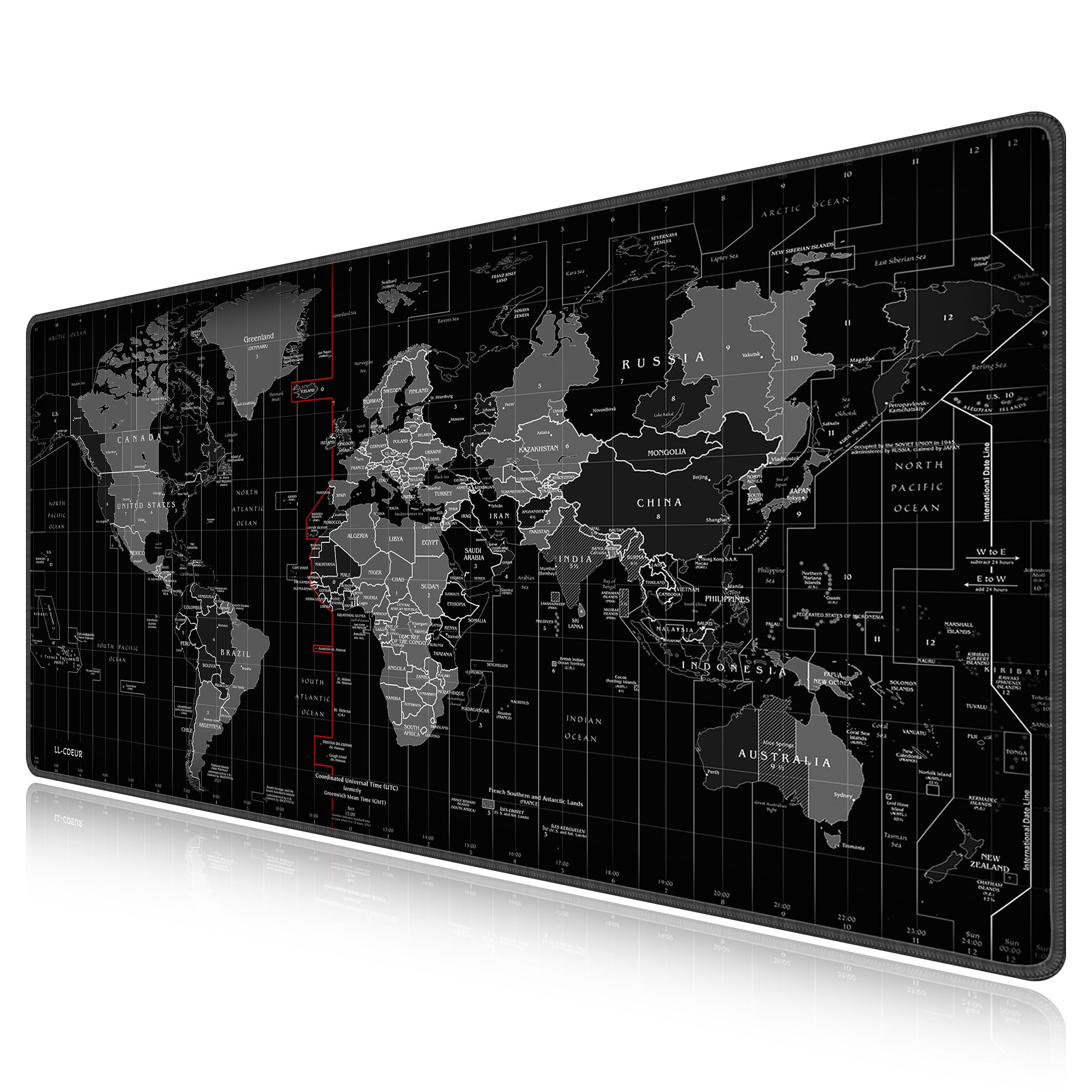 LL-COEUR XXL Computer Laptop Mouse Pad Gaming Play Mat World Map Office Desk Mat (1200 x 600 x 2 mm)