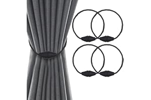 Groleca 4 Pack Magnetic Curtain Tiebacks Curtain Holdbacks Curtain Ties Curtain Pull Backs Modern Rope Tiebacks Drapery Holdbacks Tie Backs for Curtains (Black,Cone-4 PCS)