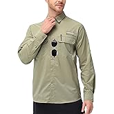 Satankud Mens Long Sleeve Fishing Shirts Sun Protection Quick Dry Cooling Hiking Shirt for Travel Safari Camping Work