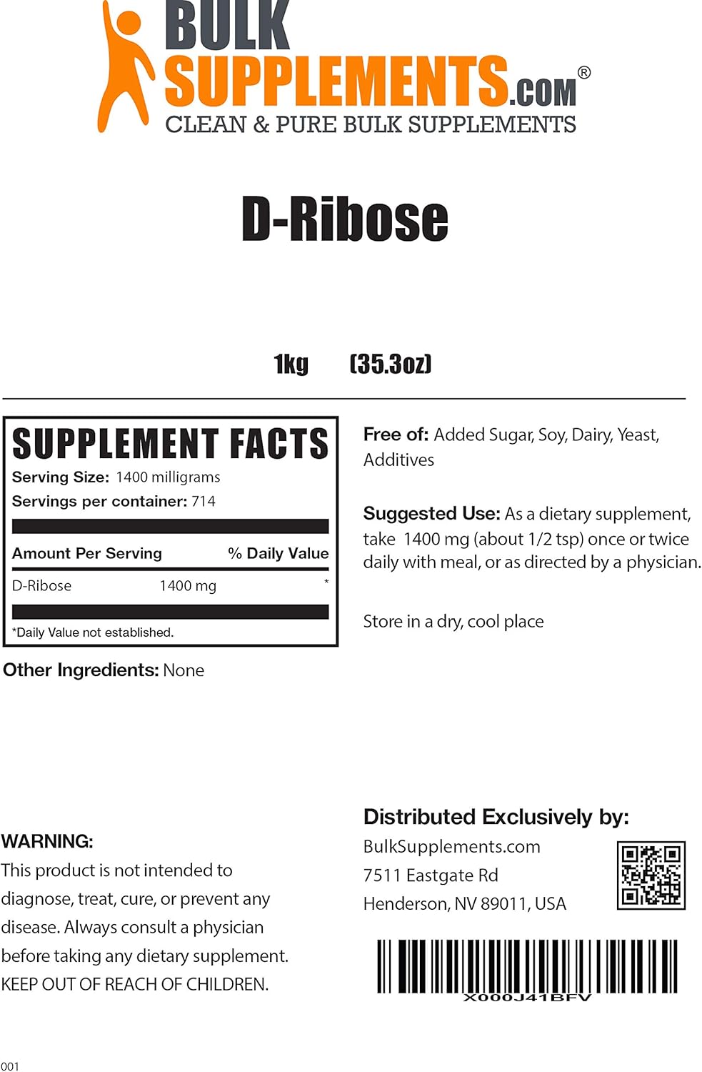 d ribose benefits on Amazon Com Bulksupplements Com D Ribose Energy Supplements Electrolyte Powder Peak Atp Best Energy Supplements Chronic Fatigue Supplements 1 Kilogram 2 2 Lbs 200 Servings Health Personal Care