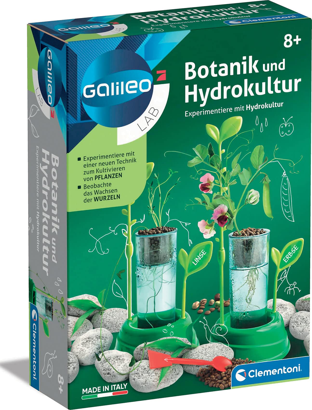 Clementoni Galileo Nature - Botany and Hydroponics with Planter & Seeds for Mini Gardeners - Toy for Children from 8 Years - Exciting Greenhouse for Home 59065