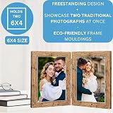 Clay Roberts Double Photo Frame 6x4 Ash Holds 2 Photos Twin Hinged 6x4 Brown view 2