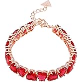 GUESS Goldtone Pink Heart Charm Line Bracelet