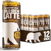 Wandering Bear High-Protein Cold Brew Latte Cans - Double Latte, 8 oz | Ready-to-drink iced coffee cans, organic cold brew latte, creamy low sugar caffeinated coffee on-the-go