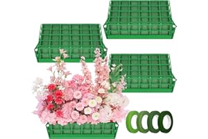 Buhobha 4 Pack Floral Foam Cages for Artificial & Fresh Flowers – Rectangle Holder with Cage for Wedding, Home Decor, Party – Includes 4 Rolls Floral Tape