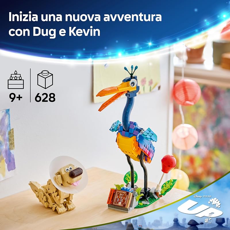 | Disney Pixar Kevin e Dug - Cane Golden Retriever Giocattolo e Uccello Esotico - Decorazione Camera da Letto Fai da Te - Idea Regalo di Compleanno per Bambine da 9 Anni e Fan del Film - 43290 — foto 3 di 8