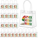 Aliceset 24 Pcs Black History Month Gift Bags with Handles Bulk Clear PVC African Favor Bags Plastic Gift Wrap Totes African Party Gifts Bulk for Bhm Mlk Day Supplies(6.31"x 5.91"x 3.15")