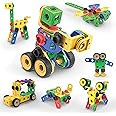 Picasso Toys STEM Learning Toys 105 Piece Building Block Set Kids Construction Engineering Kit Toy Blocks Children Early Education Playset w/IdeaBook, Power Drill, Clickable Ratchet, Age 3+ PTN105