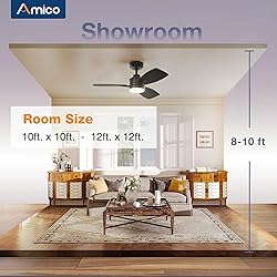 Amico Ceiling Fans with Lights, 36 inch Black
